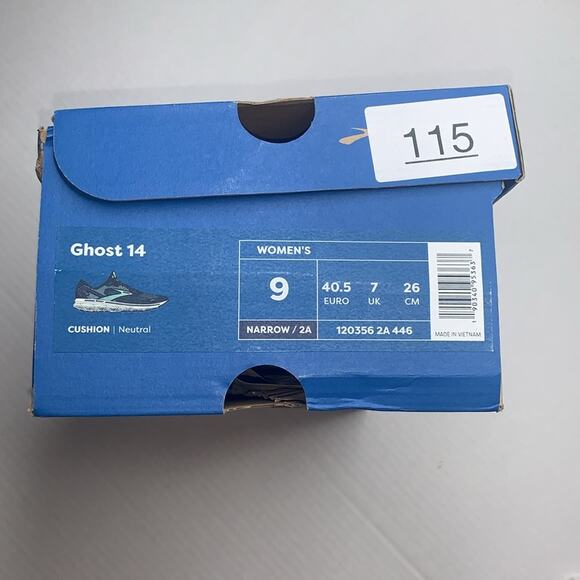 BROOKS Ghost 14 Women’s Running Shoes. Peacoat Yucca Navy. Size 9 NARROW (2A). - Picture 12 of 16